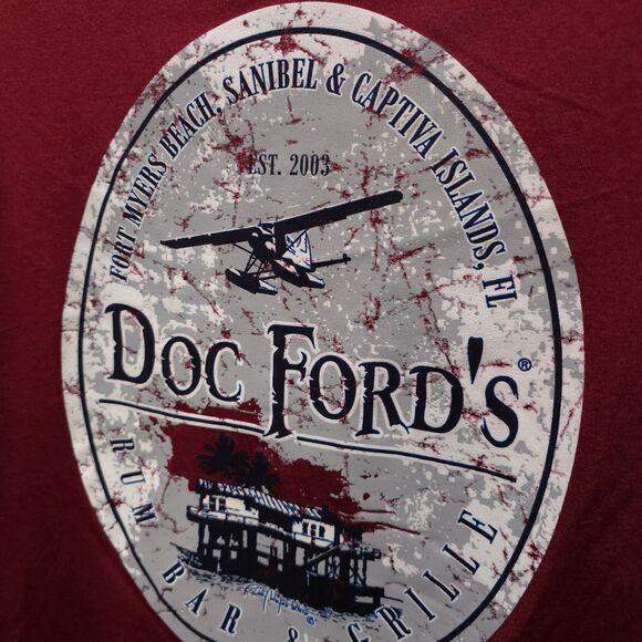 Doc Fords Lightweight Florida Tshirt MensLg Red Rum Bar Graphic Tee Fishing Thin - Picture 4 of 13